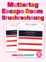 Vorschau - Arbeitsblätter - Muttertag Escape Room Bruchrechnung Decoder-Rätsel Klasse 6-7 - Deckblatt