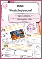 Vorschau - Arbeitsblätter - Metall (Podcast): Legierungen - Metalle mit Superkräften - Deckblatt