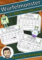 Vorschau - Unterrichtsreihen - Kunst Grundschule Würfelmonster (auch Vertretung) - Deckblatt