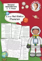Vorschau - Arbeitsblätter - Planeten Lesemalblätter | Sonnensystem Deutsch Klasse 2-3 - Deckblatt