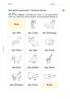 Vorschau - Arbeitsblätter - Back to school! Lesespiel zum Schulstart: Tierisches Domino - Seite 1
