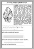 Vorschau - Arbeitsblätter - Die ersten Werkzeuge der Menschen - Seite 1