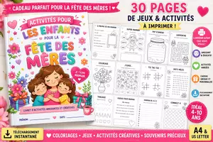 Aperçu - Cartes / Images - Livre Activités Fête des Mères Enfants 2026 - Page de couverture