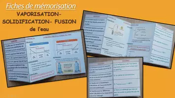 Aperçu - Apprentissages en autonomie - Fiches cours de mémorisation VAPORISATION et SOLIDIFICATION/ FUSION - Page de couverture