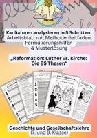 Vorschau - Arbeitsblätter - Reformation Martin Luther Karikatur | Klasse 7/8 Geschichte - Deckblatt
