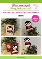 Vorschau - Mal- und Bastelvorlagen - Pinguin Botschaft - Geburtstags-, Muttertags- & Grußkarte - Deckblatt