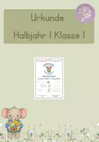 Vorschau - Poster - Urkunde 1. Halbjahr - Elefantenklasse - Deckblatt