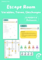 Vorschau - Arbeitsblätter - Escape Room: Variablen, Terme, Gleichungen - Klassen 5, 6, 7, 8 - Deckblatt