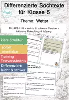Vorschau - Arbeitsblätter - Wetter Klasse 5 | Differenzierte Lesetexte Extremwetter und Klimawandel (mit Lösungen) - Deckblatt
