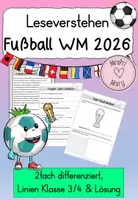 Vorschau - Arbeitsblätter - Fußball WM 2026 / Fußball Weltmeisterschaft 2026 – Leseverständnis Deutsch (Klasse 3–4) | differenzierte Arbeitsblätter mit Lösungen - Deckblatt