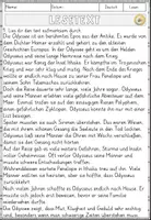 Vorschau - Arbeitsblätter - Die Odyssee von Homer, Lesen und Verstehen Arbeitsblätter mit Lesetext, Fragen - Seite 2