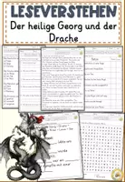 Vorschau - Arbeitsblätter - Der heilige Georg und der Drache (Sage) Lesen und Verstehen Arbeitsblätter mit Lesetext, Fragen - Deckblatt