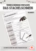 Vorschau - Arbeitsblätter - Tierbeschreibung verfassen - Das Stachelschwein - Deckblatt