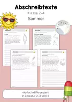 Vorschau - Arbeitsblätter - 4 Abschreibtexte: Sommer (Klasse 2, 3, 4) Schreiben üben - Deckblatt