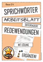 Vorschau - Arbeitsblätter - Sprichwörter & Redewendungen ARBEITSBLATT Deutsch - Deckblatt