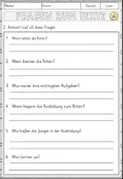 Vorschau - Arbeitsblätter - Ritter und ihre Aufgaben Lesen und Verstehen Arbeitsblätter mit Lesetext, Fragen - Seite 3