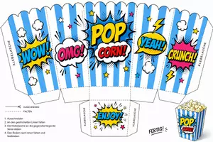 Vorschau - Mal- und Bastelvorlagen - Popcorntüte basteln, Kunst, Kino - Deckblatt