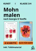 Vorschau - Mal- und Bastelvorlagen - Mohn malen nach O`Keeffe 🌼 Klasse 3/4 - Deckblatt