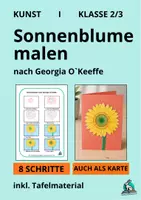 Vorschau - Arbeitsblätter - Sonnenblume malen nach O`Keeffe 🌼 Klasse 2/3 - Deckblatt