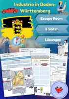 Vorschau - Arbeitsblätter - Industrie in Baden- Württemberg (Escape Room mit Lösungen) - Deckblatt