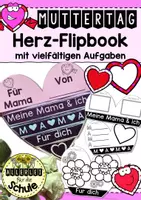 Vorschau - Mal- und Bastelvorlagen - Muttertag - Flipbook in Herzform mit kreativen Aufgaben - Deckblatt