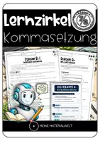 Vorschau - Stationenlernen - Lernzirkel Kommasetzung Klasse 7/8 mit Differenzierung - Deckblatt