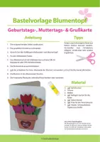 Vorschau - Mal- und Bastelvorlagen - Vorlage Blumentopf: Geburtstags-, Muttertags- & Grußkarte - Seite 1