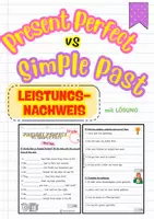 Vorschau - Arbeitsblätter - Present Perfect vs Simple Past Leistungsnachweis / Test - Deckblatt