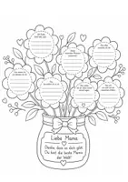 Vorschau - Mal- und Bastelvorlagen - Muttertag Blumenstrauß zum Ausfüllen – Freebie Grundschule - Seite 1