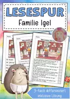 Vorschau - Arbeitsblätter - Lesespur Igel - Deckblatt