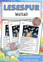 Vorschau - Arbeitsblätter - Lesespur Weltall - Deckblatt