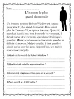 Aperçu - Feuilles d'exercices - Compréhension de lecture - Records étonnants (10 textes) - Page 1