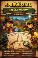 zapowiedź - Części mowy – sprawdzian kl. 5–6 | wersja A i B + klucz - obwoluta