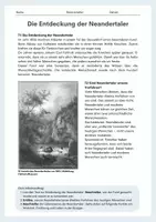 Vorschau - Arbeitsblätter - Die Entdeckung der Neandertaler – Fund 1856, Verwandtschaft & Lebensweise (Arbeitsblatt mit Karte + Tabelle) - Seite 1
