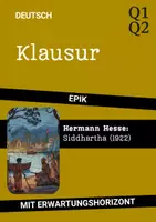 Vorschau - Arbeitsblätter - Klausur Deutsch: Hermann Hesse – Siddhartha (Der Sohn des Brahmanen) inkl. EWH - Deckblatt