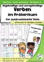 Vorschau - Arbeitsblätter - Verben im Präteritum für das Verfassen von Texten | Gesamtmappe - Deckblatt