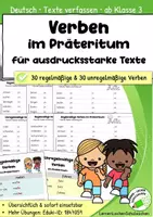 Vorschau - Arbeitsblätter - 60 Verben im Präteritum – Arbeitsblätter für das Verfassen von Texten (Personalformen ich, er/sie, wir, Klasse 3/4) - Deckblatt
