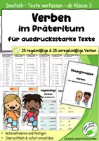 Vorschau - Arbeitsblätter - 50 Verben im Präteritum – Arbeitsblätter zum Automatisieren & Festigen für das Verfassen von Texten (25 regelmäßige & 25 unregelmäßige Verben, Klasse 3/4) - Seite 2