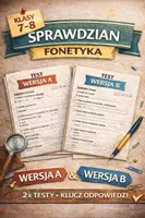 zapowiedź - Fonetyka – sprawdzian kl. 7–8 | wersja A i B + klucz - obwoluta