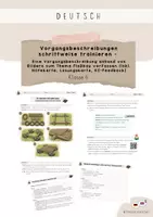 Vorschau - Arbeitsblätter - Eine Vorgangsbeschriebung zum Thema Floßbau anhand von Bildern verfassen (inkl. Hilfekarte, Lösungskarte, KI-Feedback) - Deckblatt