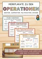 Vorschau - Poster - Merkplakate zu den Operationen - Addition, Subtraktion, Multiplikation und Division - Deckblatt