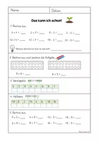 Vorschau - Arbeitsblätter - Lernzielkontrolle Mathe Klasse 1/2 - Addition und Subtraktion (ZR 20) - Seite 1