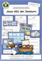 Vorschau - Unterrichtsreihen - Reihe: Jesus stillt den Seesturm (Religion Neues Testament Grundschule Klasse 1-3) - Deckblatt