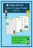 Vorschau - Arbeitsblätter - Fußball-WM 2026 Lesetext mit Aufgaben & Lösungen – Deutsch Klasse 3-6 #Fußball WM - Deckblatt