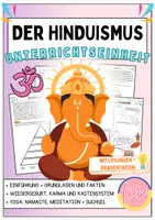 Vorschau - Unterrichtsreihen - Hinduismus - komplette Unterrichtseinheit (mit Präsentation als PDF und Lösungen) ✨ - Deckblatt
