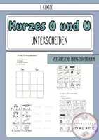 Vorschau - Arbeitsblätter - O oder U (kurz) Übungsmaterial // 1.-2- Klasse - Deckblatt