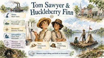 Vorschau - Arbeitsblätter - Lernposter + Arbeitsblätter zum Thema "Tom Sawyer und Huckleberry Finn" + Lösung & MP3 + Mindmap + Infografik - Seite 2
