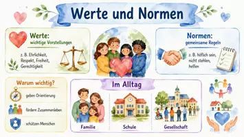 Vorschau - Arbeitsblätter - Lernposter + AB mit Fragen zum Thema "Werte und Normen" + Lösungsblatt + Mindmap + Infografik - Seite 2