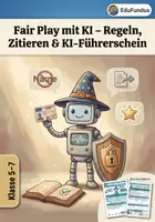Vorschau - Stundenentwürfe - KI-Führerschein Arbeitsblätter: Datenschutz, Zitieren & KI-Check (Sek I) - Deckblatt