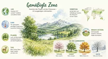 Vorschau - Arbeitsblätter - Lernposter + AB mit Fragen zum Thema "Gemäßigte Zone" + Lösungsblatt + Mindmap + Infografik - Seite 2